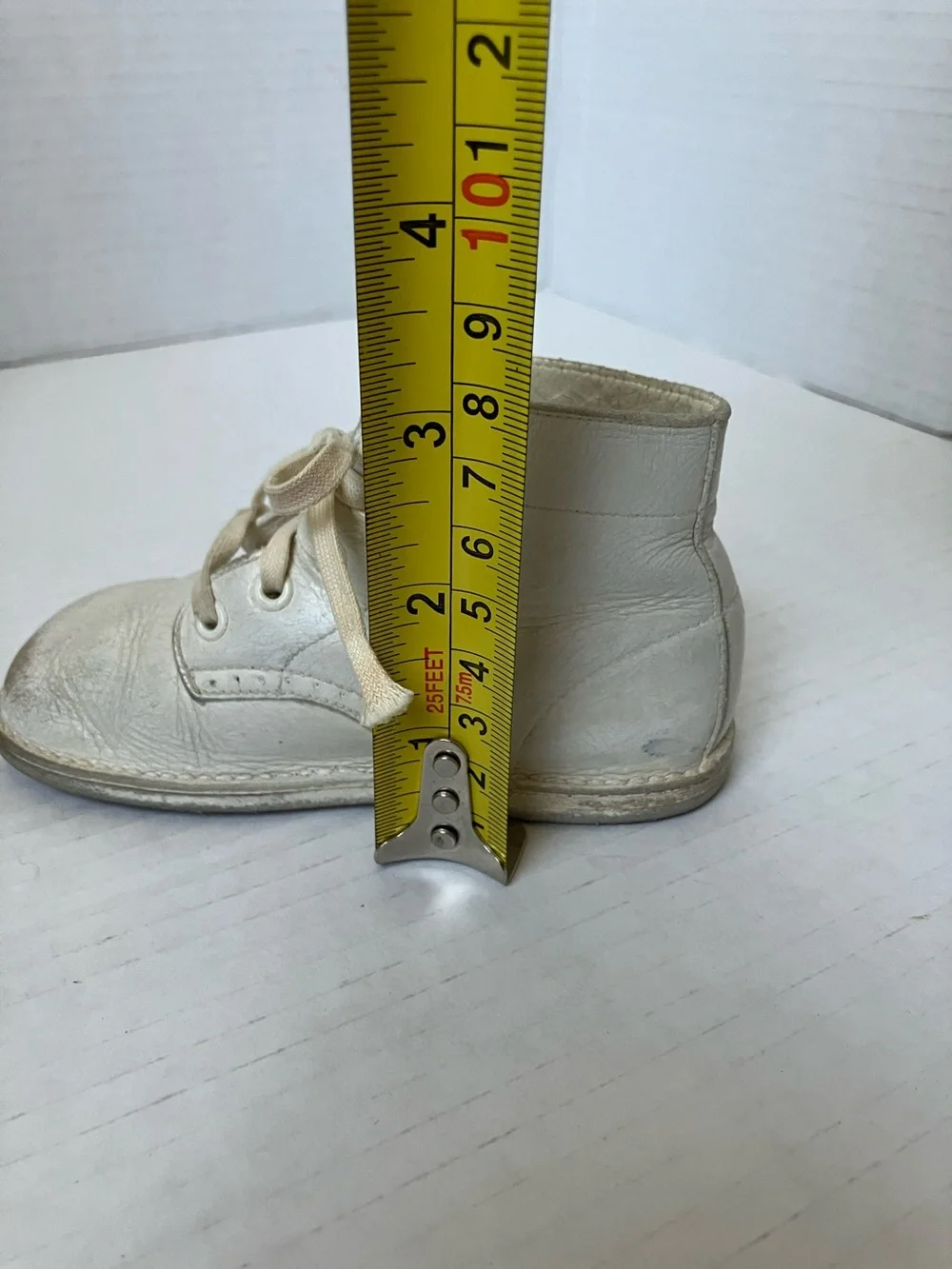 Vintage Cream Leather Lace-Up Baby Boots